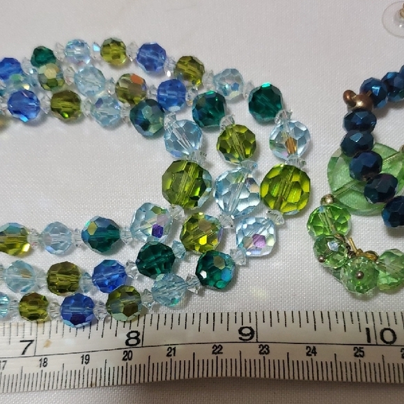 Vintage Blue and Green Multi-Strand Necklace Set - Picture 3 of 5